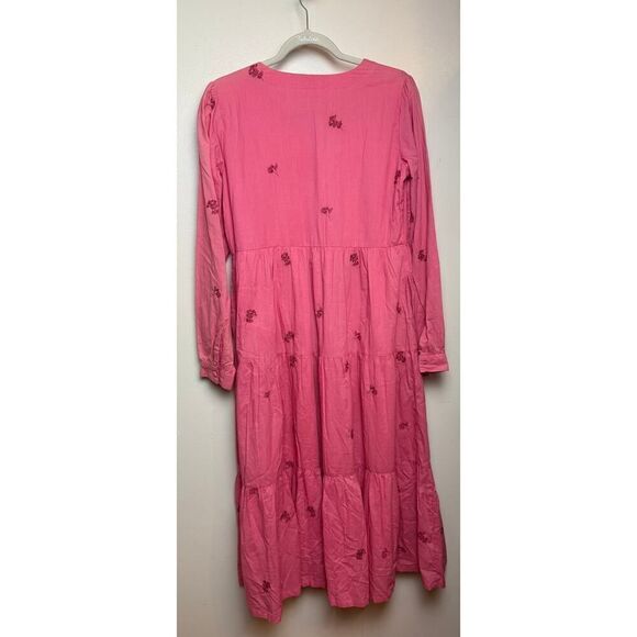 The Brass Monkey Pink Long Sleeve Tiered Maxi Dress Sz. XS - Picture 4 of 6